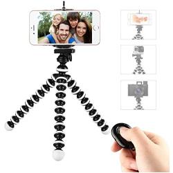 Phone Tripod,Portable and Flexible Adjustable Cell Phone Stand Holder with Remote and Universal Clip Compatible with iPhone Android Phone Compact Digital Camera Sports Camera GoPro