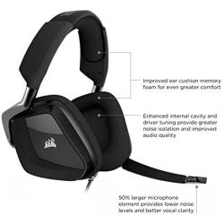 CORSAIR VOID PRO SURROUND Gaming Headset - Dolby 7.1 Surround Sound Headphones for PC - Works with Xbox One, PS4, Nintendo Switch, iOS and Android - Carbon (Renewed)