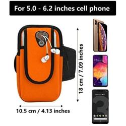 Universal Running Armband, Arm Cell Phone Holder Sports Armband for Running, Fitness and Gym Workouts, Compatible with iPhone X/8/7/6/Plus, Samsung Galaxy S9/S8/S7/S6/Edge/Plus & LG, Orange