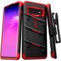 ZIZO Bolt Series for Galaxy S10 Case with Kickstand Holster Lanyard - Black & Red