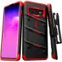ZIZO Bolt Series for Galaxy S10 Case with Kickstand Holster Lanyard - Black & Red