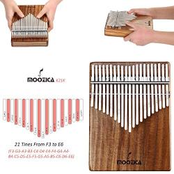 Moozica Kalimba 21 Keys Thumb Piano, Professional Koa Wood Mbira Finger Thumb Piano With High Performance Carrying Case and Study Instruction (Acacia Koa-K21K)