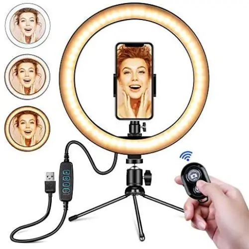 10" LED Ring Light with Tripod Stand and Phone Holder for Selfie,Live Streaming & YouTube Video, Dimmable Desk Makeup Ring Light for Photography, Shooting with 3 Light Modes and 10 Brightness Level 10" LED Ring Light with Tripod Stand and Phone Holder for Selfie,Live Streaming & YouTube Video, Dimmable Desk Makeup Ring Light for Photography, Shooting with 3 Light Modes and 10 Brightness Level