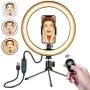 10" LED Ring Light with Tripod Stand and Phone Holder for Selfie,Live Streaming & YouTube Video, Dimmable Desk Makeup Ring Light for Photography, Shooting with 3 Light Modes and 10 Brightness Level 10" LED Ring Light with Tripod Stand and Phone Holder for Selfie,Live Streaming & YouTube Video, Dimmable Desk Makeup Ring Light for Photography, Shooting with 3 Light Modes and 10 Brightness Level