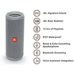 JBL Flip 4 Waterproof Portable Bluetooth Speaker - Grey