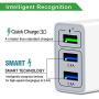 Wall Charger Fast Adapter,[ QC 3.0 + 2 USB ] Fast Wall Charger 3 Ports Tablet iPad Phone Fast Charger Adapter Quick Charge 3.0 Travel Plug Compatible Samsung, LG, HTC, iPhone More (1 Pack White)