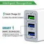 Wall Charger Fast Adapter,[ QC 3.0 + 2 USB ] Fast Wall Charger 3 Ports Tablet iPad Phone Fast Charger Adapter Quick Charge 3.0 Travel Plug Compatible Samsung, LG, HTC, iPhone More (1 Pack White)