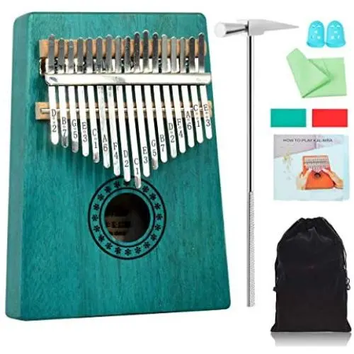LVOW Kalimba Thumb Piano 17 Keys Portable Finger Piano African Mbira Gift for Kids Adult Beginners Professional(Blue) LVOW Kalimba Thumb Piano 17 Keys Portable Finger Piano African Mbira Gift for Kids Adult Beginners Professional(Blue)