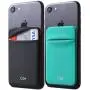 CA+ [Two] Stretch Card Sleeves Stick On Wallet for Cell Phone Card Holder Adhesive Sticker ID Credit Card Holder for Back of Phone (Black + Green)