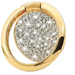 Cell Phone Finger Ring Holder, GREATQIQI Bling Crystals Phone Kickstand, 360° Rotation Metal Ring Grip Stand for Phones and Tablets (Gold)