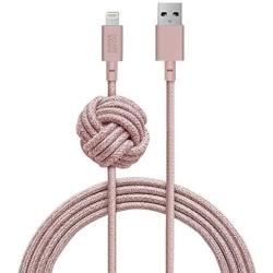 Native Union Night Cable - 10ft Ultra-Strong Reinforced [Apple MFi Certified] Durable Lightning to USB Charging Cable with Weighted Knot for iPhone/iPad (Rose)