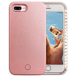 iPhone 7 Plus Case, iPhone 8 Plus Case, Wellerly LED Illuminated Selfie Light Cell Phone Case Cover [Rechargeable] Light Up Luminous Selfie Flashlight Case for iPhone 7 / 8 Plus 5.5inch (Rose Gold)