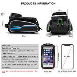 Sireck Phone Holder Bike Bag, Waterproof Top Tube Bicycle Frame Bag, 6.5 inch Touchscreen Cycling Cellphone Mount Pannier Accessories for iPhone Xs Max, Huawei