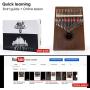 AKLOT Kalimba 17 Key, Solid Wood Thumb Piano Note Carved Starter Finger Piano with Kalimba Case Tune Hammer Study Booklet Stickers