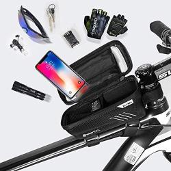 Option Bike Frame Bag, Waterproof Bike Pouch Bag, Cycling Front Top Tube Touchscreen Sun Visor Storage Bag for iPhone 8 Plus/X/XS Max/XR/Samsung S8/S9 Plus up to 6.6 Inch