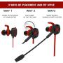 Wired E-Sport Earphone with Adjustable Mic for PS4, Laptop Computer, Cellphone,and so on, maxin 3.5mm Wired Earburds with Snug and Soft Design, Inline Controls for Hands-Free Calling. (Red)