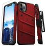 ZIZO Bolt Series iPhone 11 Pro Case - Heavy-Duty Military-Grade Drop Protection w/Kickstand Included Belt Clip Holster Tempered Glass Lanyard - Red