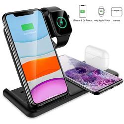 KKM Wireless Charger, 4 in 1 Wireless Charging Station,15W Qi-Certified Wireless Charger Stand for iPhone SE 2020, Apple Watch, iWatch, AirPods, Samsung Galaxy Note 20/Note 20 Ultra, LG, Google Pixel