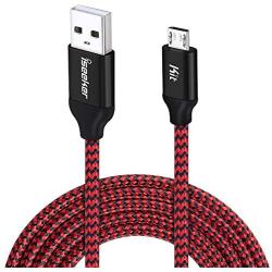 Android Charging Cable, 15ft PS4 Controller Charger Cable, iSeekerKit Durable Micro USB 2.0 Charging Cord Wire Compatible for Samsung Galaxy S7 Edge/S6/Note5,Sony,LG,Moto,HTC,Smartphones (Red)