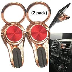 Slick Trick (2 Pack) Rose Chrome 3 in 1 Cell Phone Grip Stand, Car Mount Ring Finger Holder, Car Air Vent Holder, Kickstand Aircraft Grade Aluminum Polished Chrome Finish