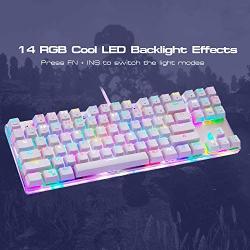 MOTOSPEED Gaming Mechanical Keyboard RGB Rainbow Backlit Transparent Bottom Anti-ghosting 87 Keys, Illuminated USB Gaming Keyboard for Mac/PC/Laptop Blue Switches