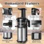 Juicer Slow Juicers Machine Portable Vertical Cold Press Juicer with Reversal Function, BPA-free Masticating Juicer with Juice Jug and Clean Brush for Vegetables and Fruits