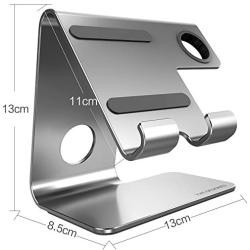 Desktop Cell Phone Stand, ZVEproof Aluminum Phone Dock Cradle Tablet Stand Holder, for Switch, iWatch, iPad, E-Reader, Mobile Phone, Android Smartphone, iPhone 11 Xs Max Xr X, Accessories Desk - Grey