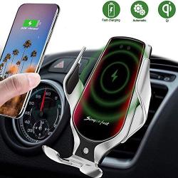 Wireless Car Charger, 10W Qi Auto-Clamping Car Charger Mount, Air Vent Dashboard Fast Charging Car Charger Holder Compatible iPhone SE/11/11 Pro/11 Pro Max/Xs MAX/XS/XR/X/8/8+, Samsung S10/S10+/S9/S9+