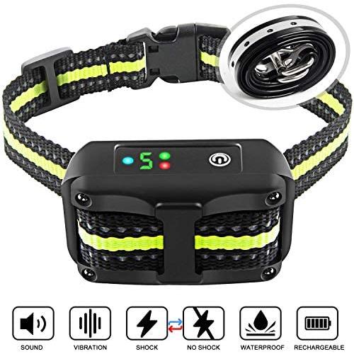 Authen Bark Collar Barking Control Training Collar with Beep Vibration and No Harm Shock(5 Adjustable Sensitivity Control) for Small Medium Large Dog