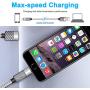 Cell Phone Charger, Takya Charging Cord 16FT/5M Nylon Braided High Speed Connector USB Cable Charger Cord Compatible with Phone XS/XR/X / 8/8 Plus / 7/7 Plus / 6/6 Plus and More(Silver)