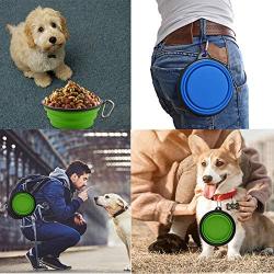 Guardians Large Collapsible Dog Bowls, 34oz Portable Foldable Water Bowls Food Dishes with Carabiner Clip for Travel, 2 Pack (Purple+Green)