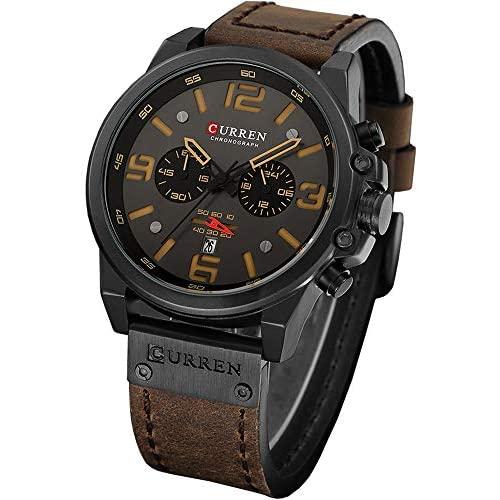 Military Watches for Men Mens Leather Strap Analog Quartz Wristwatch Fashion Sport Watch for Men Chronograph Date CAOWTAN