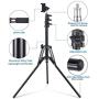 Selfie Stick Tripod, 63" Extendable Tripod Stand with Wireless Remote for iPhone & Android Phone, Camera, Metal Lightweight - Black