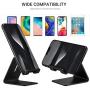 Desk Cell Phone Stand Holder - ToBeoneer Aluminum Desktop Solid Universal Desk Stand for All Mobile Smart Phone Tablet Huawei iPhone X 8 7 6 Plus 5 Ipad 3 4 Ipad Mini Samsung Home Office Decor (Black)