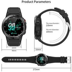 Smart Watch for Android Phones iOS, GPS Smartwatch for Men with Heart Rate and BP Monitor, Pedometer, Text Call Notification, Compass, Barometer, Altitude, Leather and Rubber Bands, Round Face, 2020