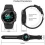 Smart Watch for Android Phones iOS, GPS Smartwatch for Men with Heart Rate and BP Monitor, Pedometer, Text Call Notification, Compass, Barometer, Altitude, Leather and Rubber Bands, Round Face, 2020