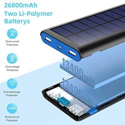 Solar Portable Charger 26800mAh, 【2020 Phone Charger】 Power Bank External Backup Battery Pack with 2 Outputs Huge Capacity Backup Battery Compatible Smartphone,Tablet and More