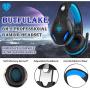 BUTFULAKE GH-2 Gaming Headset for Xbox One with Stereo Surround Sound, PS4 Headset with Noise Canceling Mic & LED Light, Over Ear Gaming Headphones for PC, Nintendo Switch, Mac, Laptop, Blue