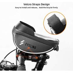 CBRSPORTS Bike Frame Bag Bike Phone Bag Handlebar Bag Phone Mount Pack, Front Top Tube Bag Sensitive Touch Screen Saddle Sun Visor Bag Waterproof Phone Case for Smartphones