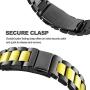 DEALELE Band Compatible with Galaxy Watch Active/Active 2 40mm 44mm, 20mm Solid Stainless Steel Metal Strap Replacement for Samsung Gear Sport/Galaxy Watch 42mm Women Men (Black/Gold)