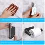 VAEHOLD Toilet Paper Holder Self Adhesive Kitchen Washroom Adhesive Toilet Roll Holder No Drilling for Bathroom Stick on Wall Stainless Steel Brushed - Black