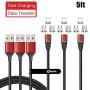 NetDot Gen12 3 in 1 Magnetic Fast Charging Data Transfer Cable Compatible with Micro USB & USB-C Smartphones and i-Product(5ft/3 Pack red)