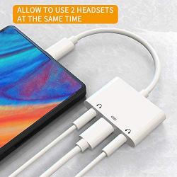 USB C 3.5mm Headphone Jack Adapter, Dual Earphone Digital Smart DAC Audio and Type C Charger Cable Connector Compatible for iPad Pro, Pixel 3/3 XL/2/2 XL, HTC, Essential Phone, Huawei P20 and More