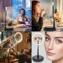 11.5" Selfie Ring Light with Stand and Phone Holder,Foldable Makeup Light 22" - 66” Stretchable Portable Selfie Desk Fill Light for Indoor Outdoor Live Stream/Makeup/YouTube/Tiktok/Vlogging,White