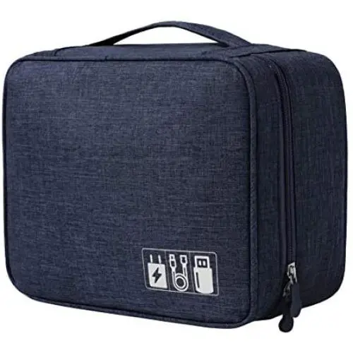 Portable Electronic Organizer Travel Accessories Cable Bag Universal Cord Storage Case Carrying for Charging Cable, Cell Phone, Power Bank,Mini Tablet(Blue) Portable Electronic Organizer Travel Accessories Cable Bag Universal Cord Storage Case Carrying for Charging Cable, Cell Phone, Power Bank,Mini Tablet(Blue)