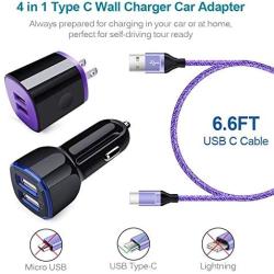 C Phone Charger, Car Adapter Type C Cable 6FT Fast Charging Cord Compatible for Samsung Galaxy S20 Plus/Ultra S10 S10e Note 20/10 A21 A51 A50 A20 A01 A11 A70 A71 A31 A41 A9,LG G8X V60 V50 G9 Thinq K51