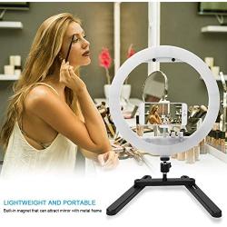 Qiilu 13In 100-240V Portable LED Ring Lamp, 3200K-5600K Dimmable Fill Light Photography Phone Clip Kit (US Plug)