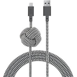 Native Union Night Cable - 10ft Ultra-Strong Reinforced [Apple MFi Certified] Durable Lightning to USB Charging Cable with Weighted Knot for iPhone/iPad (Zebra)