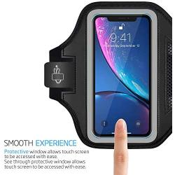 LOVPHONE iPhone 11 Pro/iPhone 11/iPhone XR Armband, Sport Running Workout Exercise Cell Phone Case with Holder & Card Slot,Fingerprint Sensor Access Supported and Sweat-Proof (Gray)