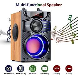 Portable Bluetooth Speaker Subwoofer Heavy Bass Wireless Outdoor Party Speaker MP3 Player Line in Speakers Support Remote Control FM Radio TF Card LCD Display for Home Party Phone Computer PC